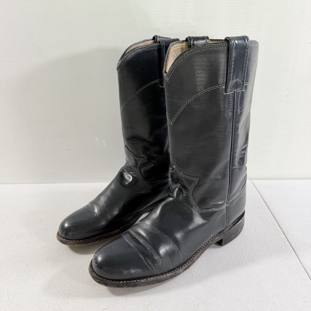Justin Navy Blue Roper J50525 Leather Western Cowboy Cowgirl Boots Women's 5‎ B
